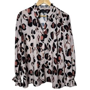 Eloquii Women's Blouse Top Plus Size 16 Button Up Animal Print Panthera MobWife
